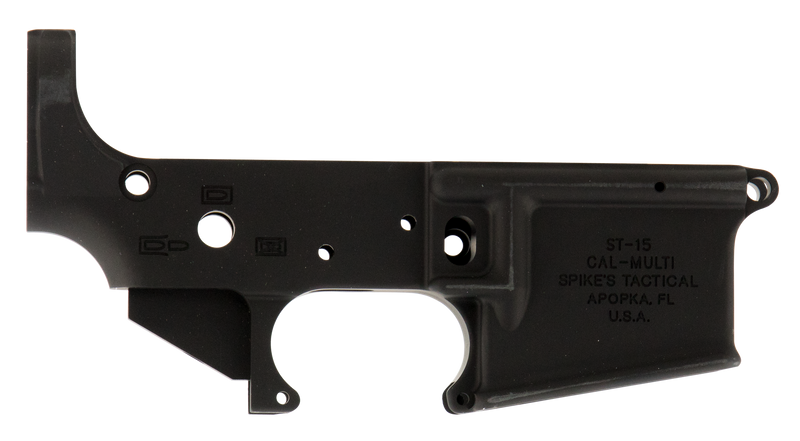 Spike's Tactical No Logo II Stripped Lower Receiver Multi-Caliber 7075-T6 Aluminum, Black Anodized - STLS045