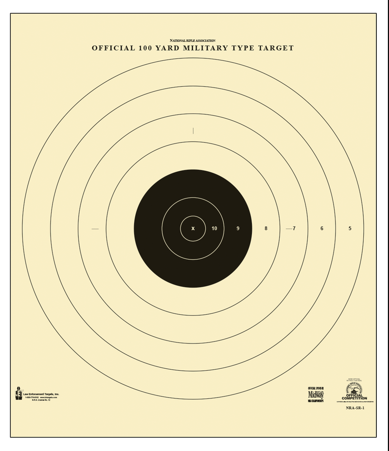 Action Target SR1100 Sighting Military Bullseye Tagboard Hanging Target 21" x 21" Black/White - SR1100