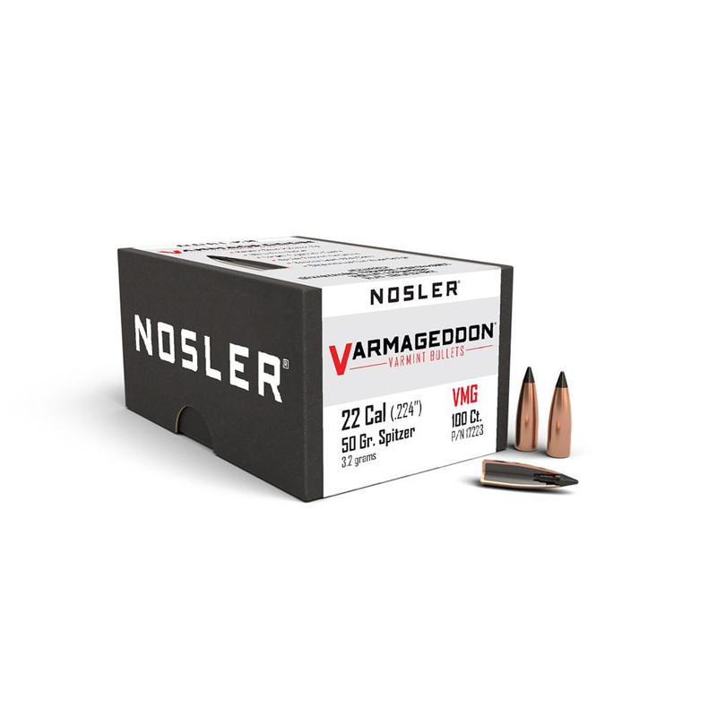 Nosler VarMageddon Rifle Bullets .22 Cal .224" 50 gr FB-Tipped - 17223