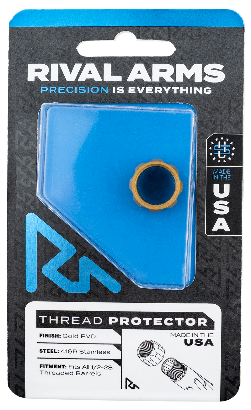 Rival Arms Thread Protector 9mm Luger Gold PVD 416R Stainless Steel 1/2"-28 - RARA300001E