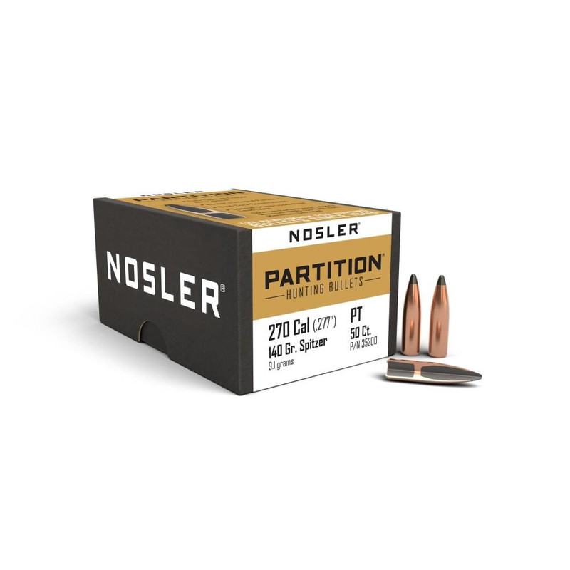 Nosler Partition .270 Cal .277" 140 Grain Spitzer Point Reloading Bullets 50ct - NOS 35200