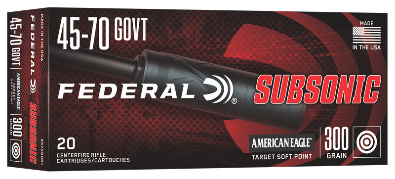 Federal .45-70 Government 300gr TSP Subsonic Rifle Ammo, 20rd Box - 4570SUB1