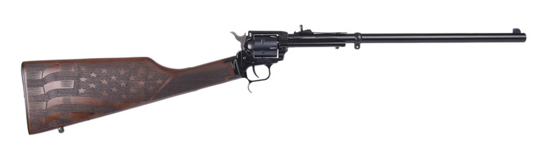 Heritage Rough Rider Rancher Carbine .22 LR 16" 6rd Revolver, Black Oxide with US Flag Stock - BR226B16HSWB06
