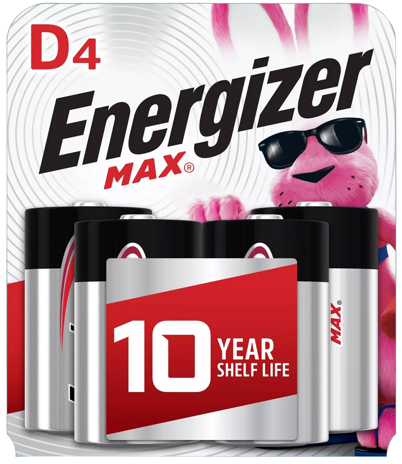 Energizer MAX D Batteries, Black & Silver - E95BP4