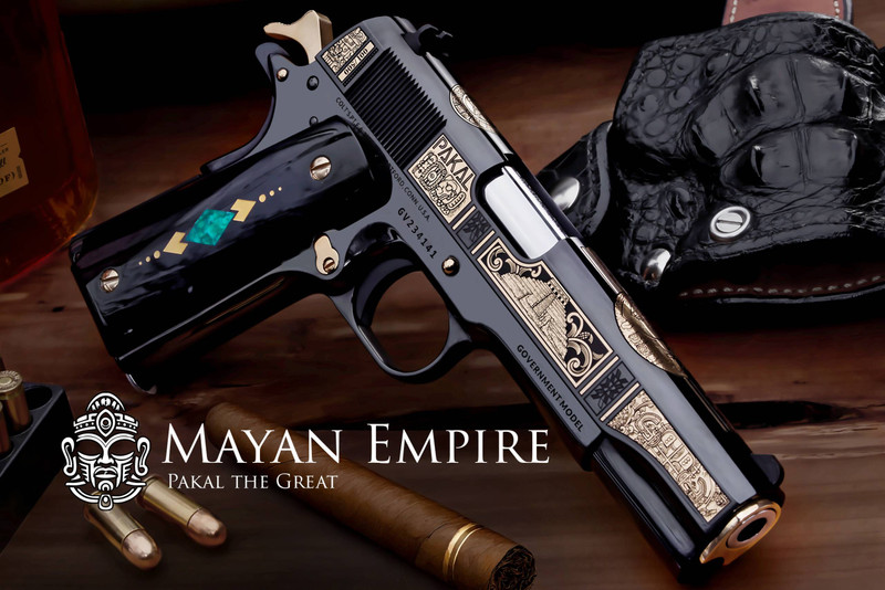 Colt 1911 Government Mayan Empire Semi-Automatic Pistol, Royal Blue - 1911|Government