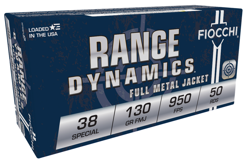 Fiocchi Range Dynamics .38 Special 130gr Full Metal Jacket Handgun Ammo, 50rd Box - 38A