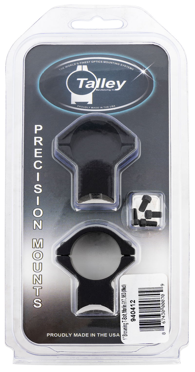 Talley Scope Mount/Ring Combo, Black Anodized Aluminum 1" Tube Browning T-Bolt Medium Rings 0 MOA - 940412