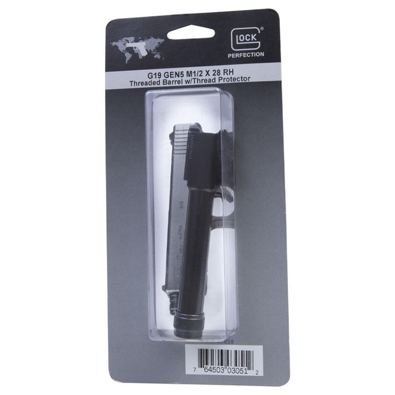 Glock Factory 19/19X/45 Gen5 Handgun Barrel, 9mm Luger, 1/2x28 Threaded, Black - 47698