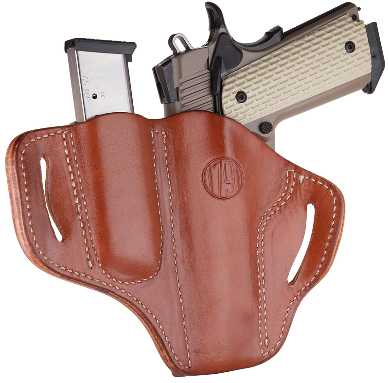 1791 Gunleather BH1M1 Combo OWB Belt Slide Holster, Classic Brown - BH1M1CBRR