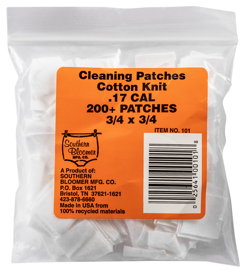 Southern Bloomer .17 Cal Cleaning Patches Cotton 200-Pack - 101