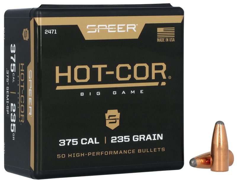 Speer Hot-Cor .375 Caliber 235 Grain Semi-Spitzer Soft Point Reloading Bullets - 2471