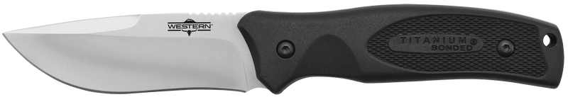 Camillus Western Black River 3.75" Fixed Drop Point Fixed Blade Knife, Black - 19232