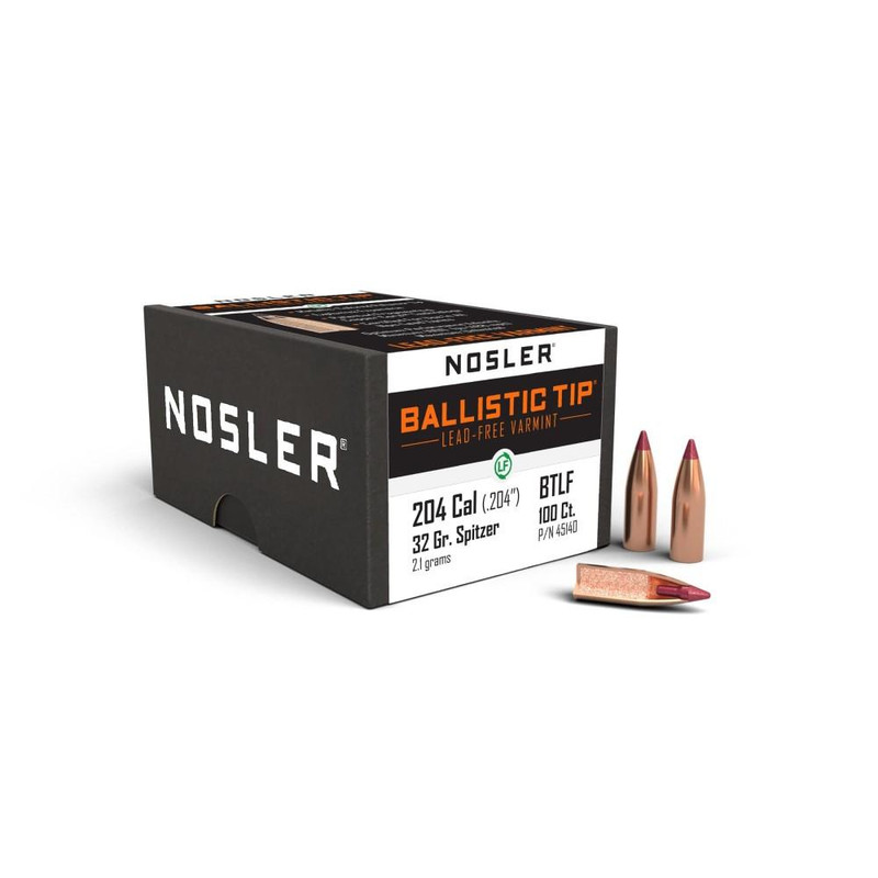 Nosler Ballistic Tip Lead Free Varmint Rifle Bullets .20 Cal .204" 32 gr - 45140