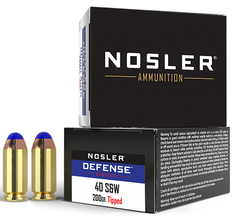 Nosler Defense 40 S&W 200gr Bonded Performance Tipped Handgun Ammo, 20 Rounds - 39515