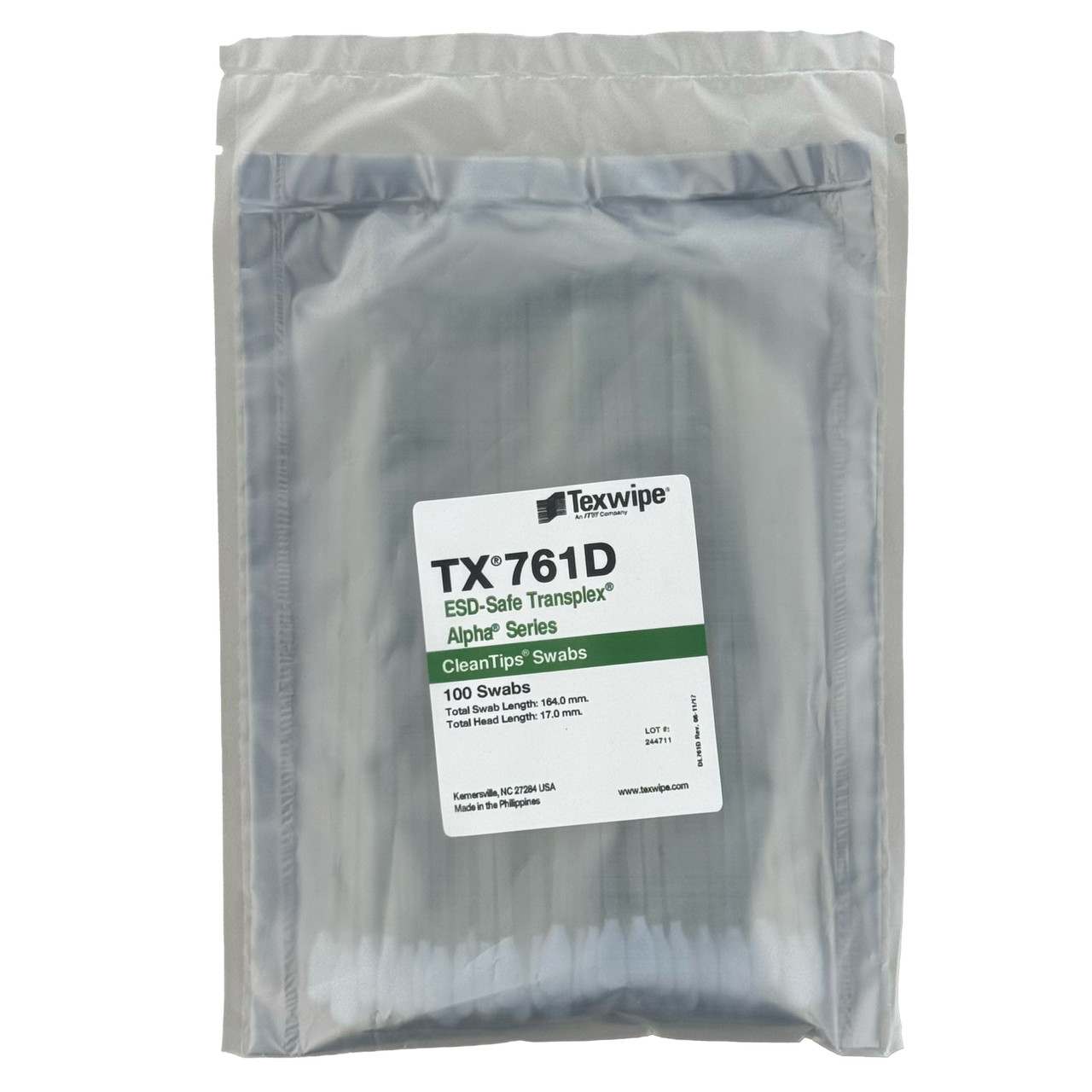 TX761D Alpha ESD Polyester Cleanroom Swab with Long Handle