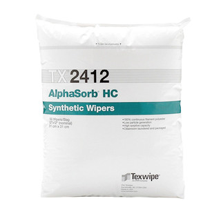Texwipe TX2412 AlphaSorb HC 12" x 12" Polyester Cleanroom Wiper Bag (Front)