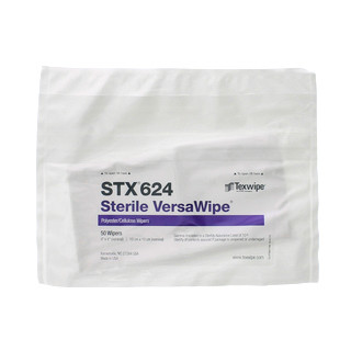 Texwipe STX624 Sterile VersaWipe 4" x 4" Cellulose and Polyester Cleanroom Wiper Bag (Front)