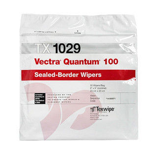 Texwipe TX1029 Vectra Quantum100 9x9 polyester cleanroom wiper sealed-border bag (front)