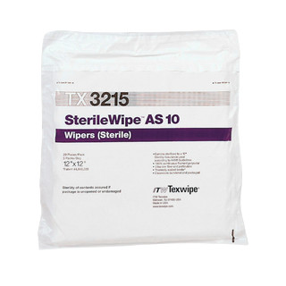 Texwipe TX3215 SterileWipe AS10 12" x 12" Polyester Cleanroom Wiper Bag (Front)