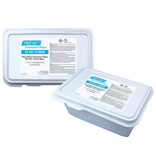 FREE-SAT 7″ x 7″ Poly-cellulose Presaturated Wipers, 90% IPA / 10% DI Water