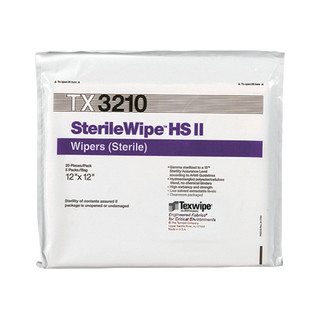 Texwipe TX3210 SterileWipe HSII 12" x 12" Cellulose and Polyester Cleanroom Wiper Bag (Front)