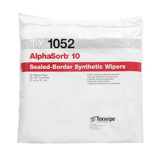 Texwipe TX1052 AlphaSorb 10 12" x 12" Polyester Cleanroom Wiper Bag (Front)