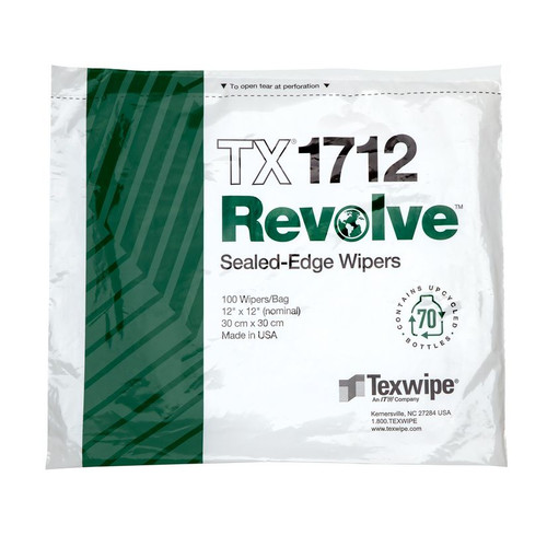 Texwipe TX1712 Revolve 12" x 12" Upcycled Polyester Cleanroom Wiper Bag (Front)