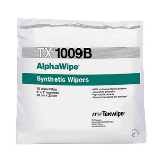 Texwipe TX1009B AlphaWipe 9x9 polyester cleanroom wiper bag (front)