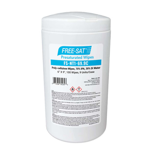 FREE-SAT 70% IPA 6″ x 9″ Presaturated Canister Wipes