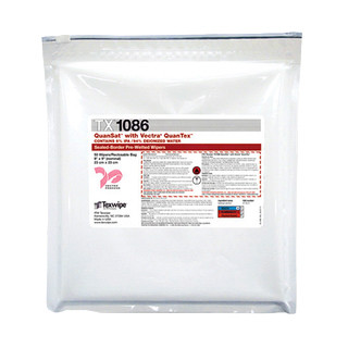 Texwipe TX1086 Vectra QuanSat 9" x 9" Polyester Cleanroom Wiper Pre-Wetted 6% IPA Bag (Front)