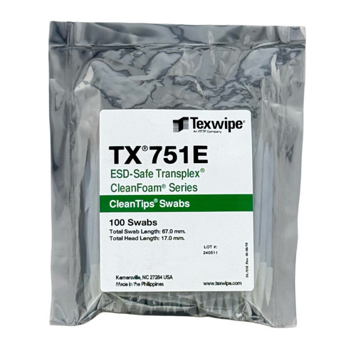Texwipe TX751E Small Compressed CleanFoam® ESD Swab