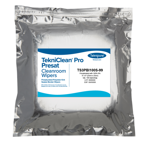 TS3PBE100S-99 TekniClean® Pro Presat ESD Polyester Knit Wiper, Sealed Border, 100% IPA, 9″x 9″