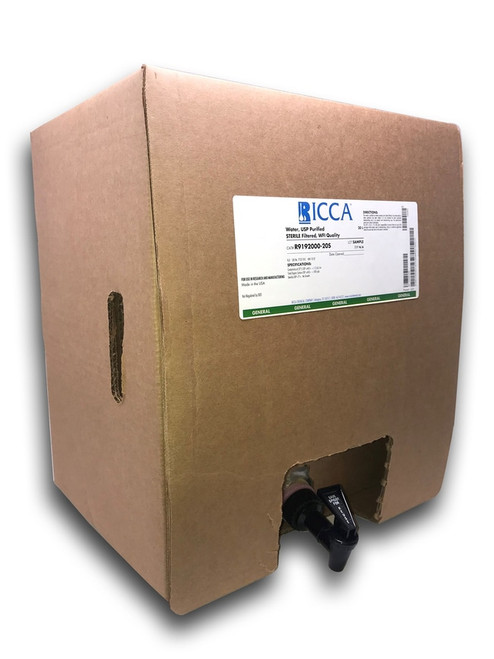 Ricca R9192000-20S Sterile Purified USP/EP Water, 20L Poly Bag in Box
