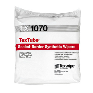 TX1070 TexTube 9" x 9" Polyester Tubular-Knit Sealed Border Cleanroom Wiper