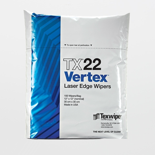 TX22 Vertex 12" x 12" Polyester High Durability Laser Edge Cleanroom Wiper