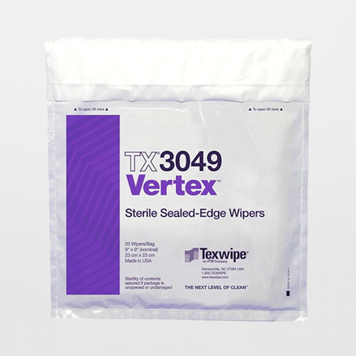 TX3049 Sterile Vertex 9" x 9" Polyester High Sorption Sealed Edge Wiper