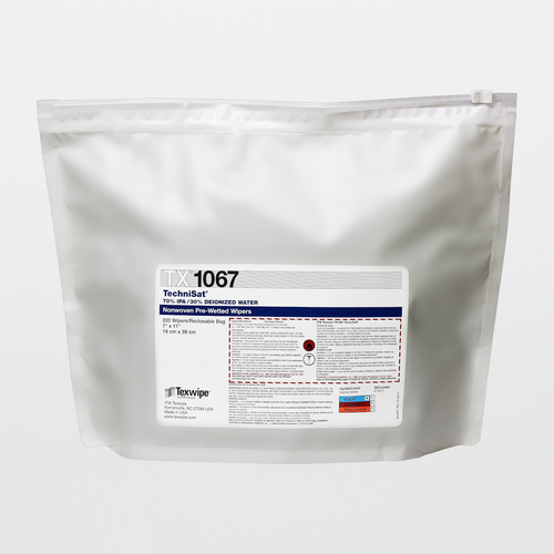 TX1067 TechniSat 7" x 11" Cellulose/Polyester Cleanroom Wiper Pre-Wetted 70% IPA