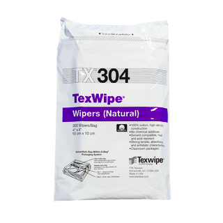 Texwipe TX304 TexWipe 4" x 4" Cotton Cleanroom Wiper Bag (Front)