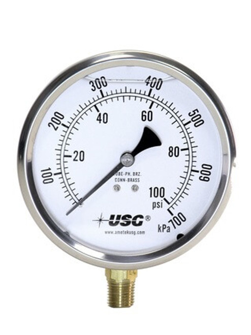 1555 Liquid Fillable Pressure Gauge, 30-0-150 PSI (167182)