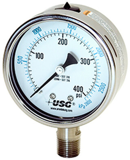 1550 Liquid Fillable Pressure Gauge, 0-600 PSI (253016A)