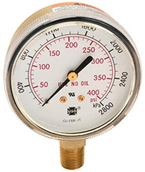 600 Compressed Gas/Welding Pressure Gauge, 0 - 100 PSI (166359A)