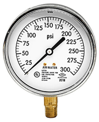 1590 Sprinkler Pressure Gauge, 0 - 300 PSI (167442)