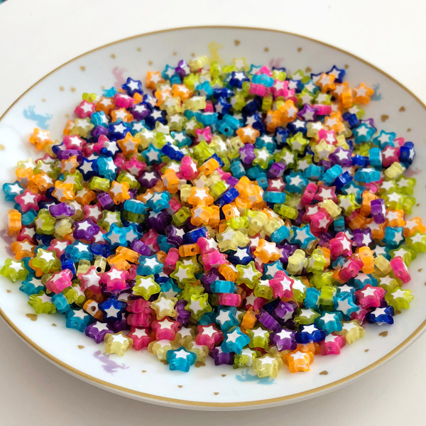 30 star in star beads, mixed colour pack