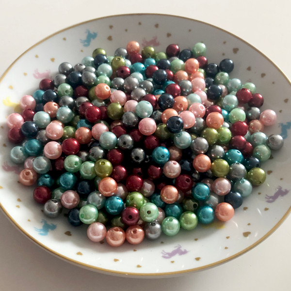 25 x 10mm pearl acrylic beads, mixed colour