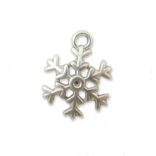 4 x snowflake silver colour charms, design 5