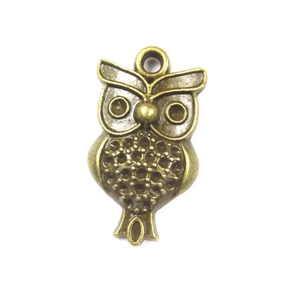2 x Owl antique bronze charm 2