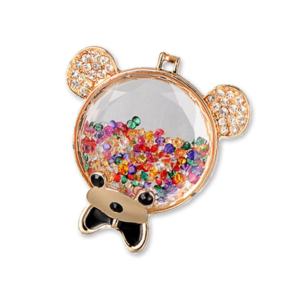 Large Cute bear with rhinestones gold colour charm