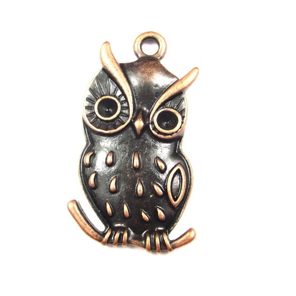Medium owl charm 3, antique copper