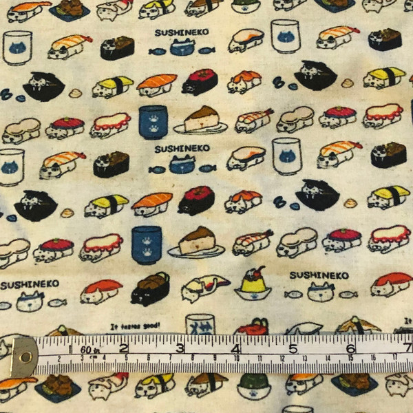 Sushi neko 100% cotton fabric