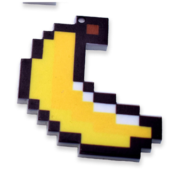 Pixel Banana printed charm, 4.5cm